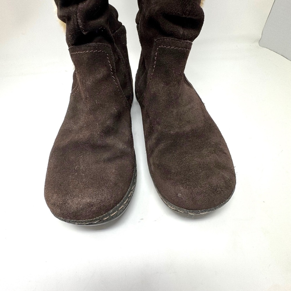 BareTraps Emilse Boots Womens 10M Brown Suede Faux Fur Winter Slouchy Boho Chic - Picture 3 of 10